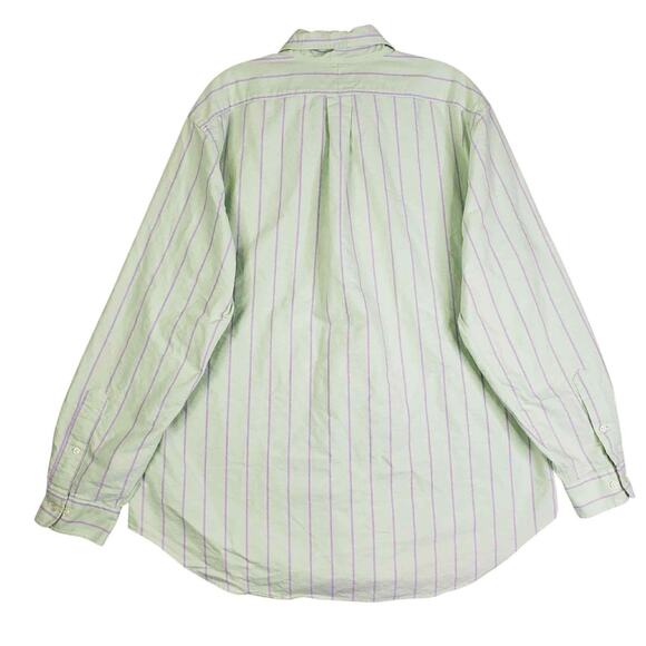 Polo Ralph Lauren Shirt Striped Long Sleeve Button Down Green Mens Size XL 16.5 - Picture 3 of 10